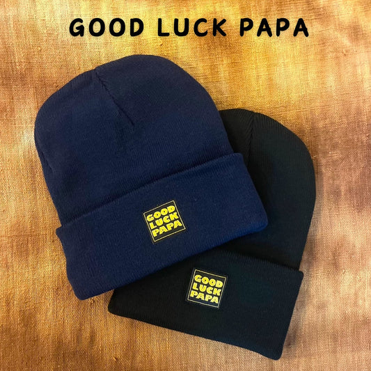 今の時期にピッタリ!「Good Luck Papa」のオリジナルニット帽が販売中!