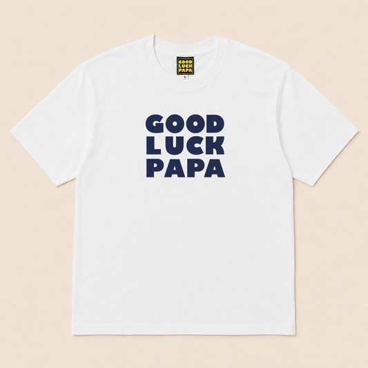 GOOD LUCK PAPA Tシャツ　ホワイト✖️ネイビー
