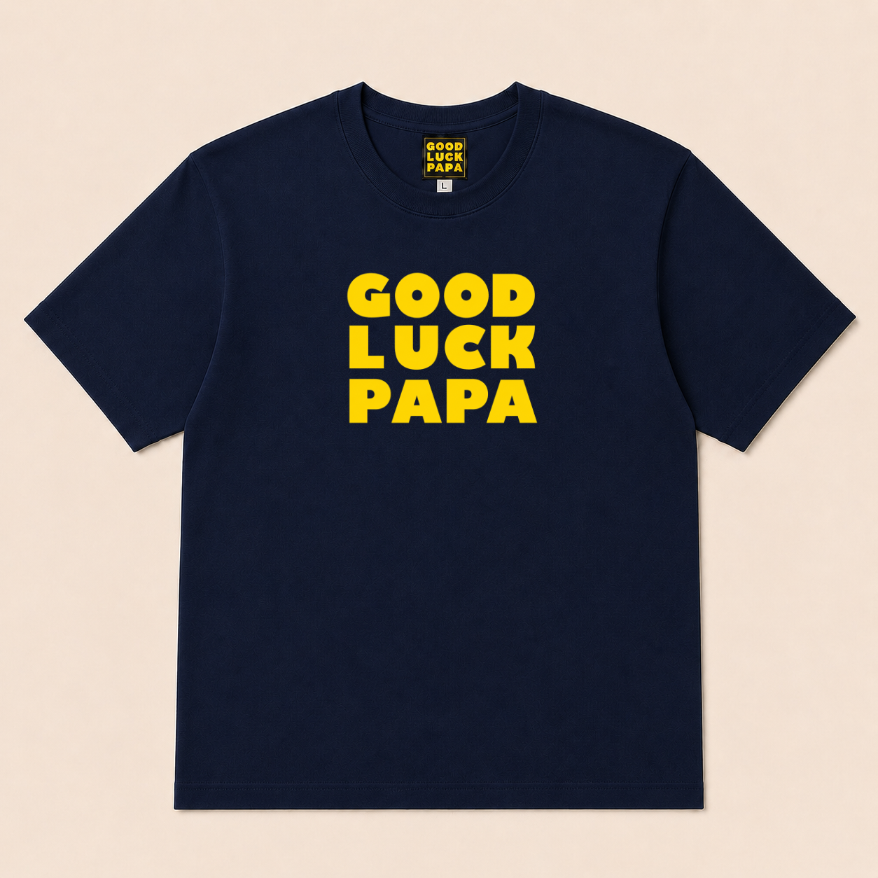 GOOD LUCK PAPA Tシャツ　ネイビー✖️イエロー