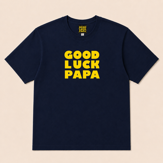 GOOD LUCK PAPA Tシャツ　ネイビー✖️イエロー